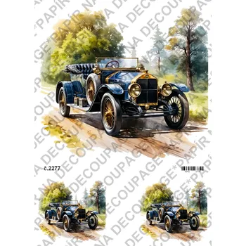 Umělecký papír Rýžový a soft papír na decoupage - Auto veterán - KB2277 Materiál: Soft, Rozměr: A4