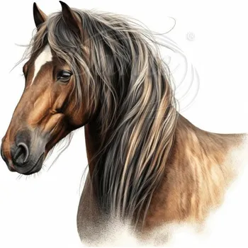 Textilní nažehlovací páska Dante Nažehlovačka Kůň hnědý hlava - 12 x 12 cm