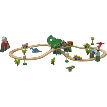 Dřevěná hračka lupilu® Dřevěná železnice Sada dinosaurů / Statek (sada dinosaurů)