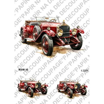 Výtvarný papír Rýžový a soft papír na decoupage - Auto veterán - KB2283 Materiál: Rýžový papír, Rozměr: A4