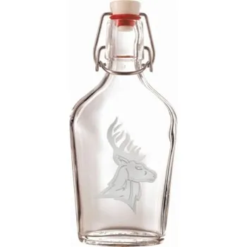 Placatka Skleněné láhve 02/2.láhev placatka 200ml, pískovaný motiv jelen