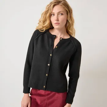 Dámský svetr Propínací svetr s příměsí vlny černá 46/48