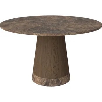 Jídelní stůl Bolia Hnědý mramorový jídelní stůl Piro 125 cm s tmavou dubovou podnoží