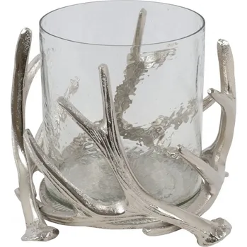 Svícen Kovový stříbrný svícen Antlers M, 14 cm