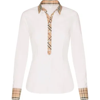 711223 - Popelínová halenka s kostkovaným detailem Seidensticker - pro ženy - vel. 36 - barva: bílá