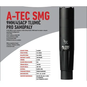 Sport A-TEC Tlumič A-TEC, model SMG, modulový, Ráže: .40" (10mm), na závit M15x1mm