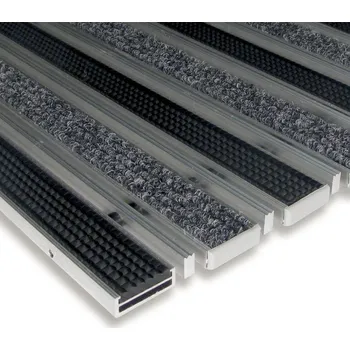 Rohožka Textilní gumová hliníková kartáčová vstupní rohož FLOMA Alu Low Extra (Bfl-S1) - 80 x 120 , 81001311