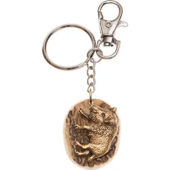 Zubíček Divočák postava (parohová klíčenka ovál)