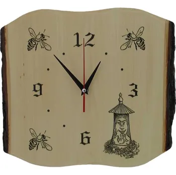 Hodiny Dřevo Novák Hodiny úl - deska s kůrou