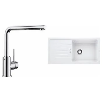 Granitový dřez Blanco Set 11-C 25 Favum XL 6 S Bílá + Mila Chrom