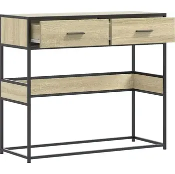 Konzolový stolek Konzolový stolek, dřevo, kov, dub sonoma, černá, SEAFORD