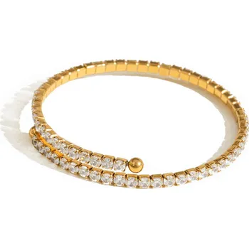 Náramek ELENYS Lumina – pozlacený náramek 18K žluté zlato Délka náramku: Průměr 5,2 cm / Pro zápěstí 16-18 cm