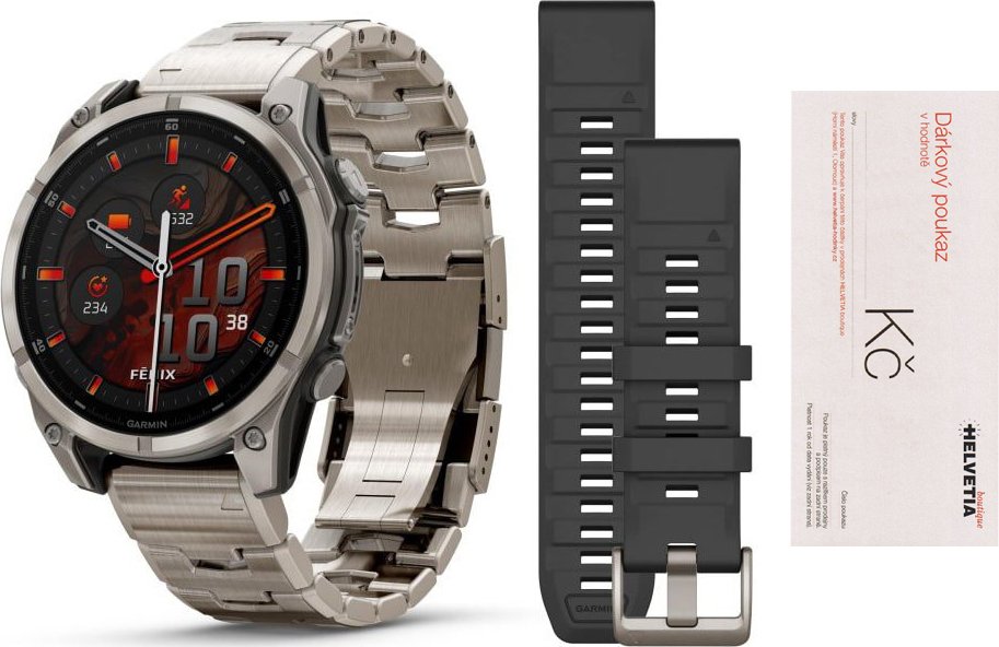 Garmin Fenix 8 – 47 mm, AMOLED, Sapphire, Titanium 010-02904-40 + náhradní řemínek