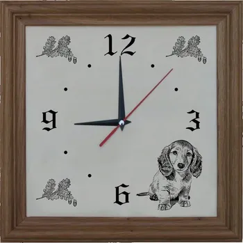 Hodiny Dřevo Novák Hodiny pes č.980 - Hodiny pes světlý rám