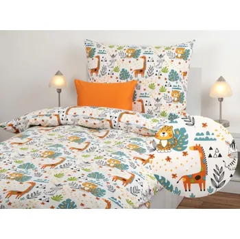 Povlečení JAN peří Dětské bavlněné povlečení - renforce - malované safari - Dětské bavlněné povlečení - renforce - malované safari - souprava povlečení 70x90 + 140x200