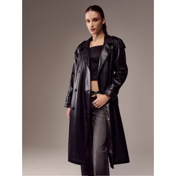 Dámský kabát Kabát s vázáním v pase - M - House - černá - 576EW-99X