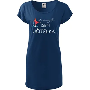 Dámské tričko DOBRÝ TRIKO Dámské tričko/šaty Učitelka koloběžka Velikost: XL, Barva: Půlnoční modrá