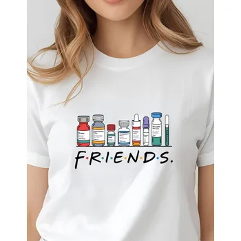 Dámské tričko Dámské tričko - Friends – Vtipná Parodie s léky Barva: Růžová, Velikost: L