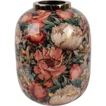 Barevná kovová dekorační váza s květy Margo - Ø 17*22 cm