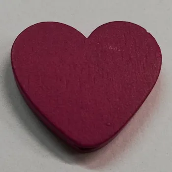 Dětské navlékací korálky Dřevěné korálky - srdce fuchsiové - 25x18mm - 1ks