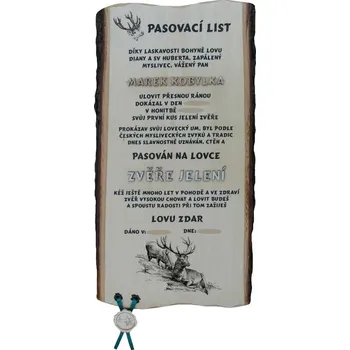 Dřevo Novák Pasovací list jelen č.733 na desce s kůrou 3D