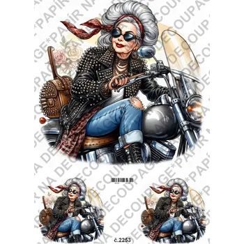 Umělecký papír Rýžový a soft papír na decoupage - Na motorce - KB2253 Materiál: Soft, Rozměr: A4