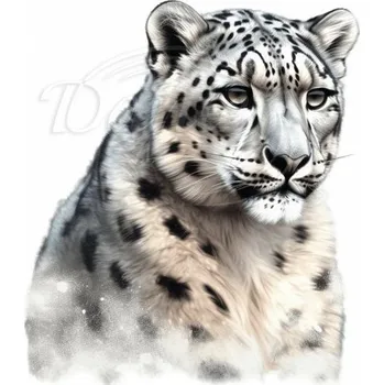 Textilní nažehlovací páska Dante Nažehlovačka Leopard sněžný hlava - 6 x 6 cm