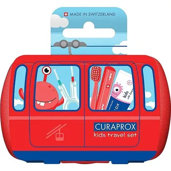 Elektrický zubní kartáček CURAPROX Travel set KIDs červená