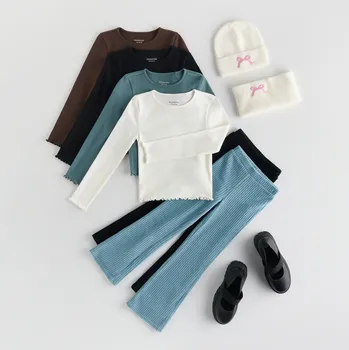 Dívčí oblečení Reserved - Tričko s dlouhými rukávy, z žebrovaného úpletu s vysokým podílem bavlny - krémová - 349FT-01X - 349FT-01X-116