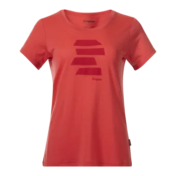 Bergans Rabot Mount Wool Tee, Peachy Red/Fire Red