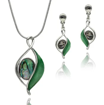 Souprava šperků Yvon Elegantní šperkový komplet v listovém tvaru s perletí