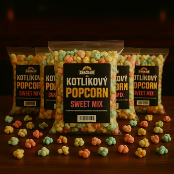 Party dekorace SnackAir Popcorn sladký barevný (párty balík) 5 x 1 l