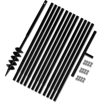 Příslušenství k nářadí Zemní vrták s rukojetí 100 mm, s nástavci 13 m, ocel