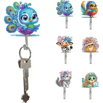 Diamantové malování Diamantové malování - Závěsné háčky - set 6 ks - Zvířátka