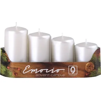 Svíčka Svíčka adventní stupně Emocio 40 mm, perlově bílé