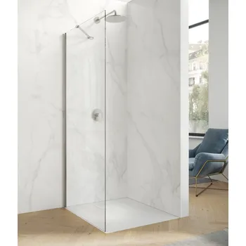 Hüppe Astra - Walk-in/Boční stěna pro křídlové dveře s pevným segmentem 900x2000 mm pro 4-úhelník, profil stříbrná pololesklá, sklo čiré s Anti-Plaque PX0203.069.322