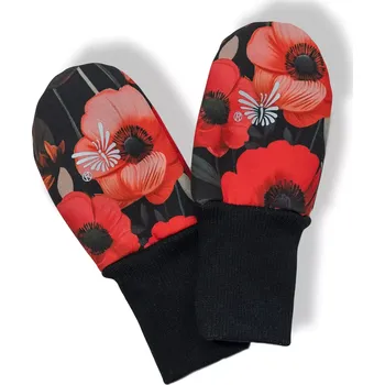 Rukavice ESITO | Rukavice softshell bezpalcové Vlčí máky - černá / 74 - 80