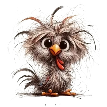 Samolepící dekorace Vinylová samolepka - rozcuchaný pták (15,0 x 15,0 cm)