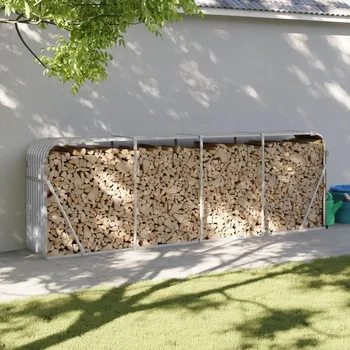 OMAXI Držák na polena světle šedý 300 x 45 x 100 cm pozinkovaná ocel 897017