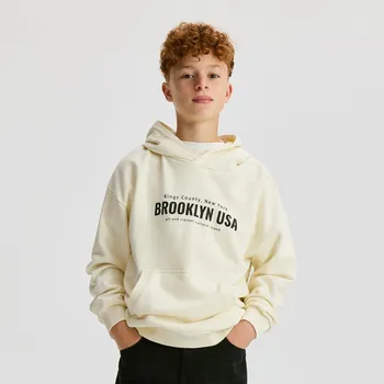 Chlapecká mikina Reserved - Bavlněná oversize mikina - krémová - 899FJ-01X - 899FJ-01X-146