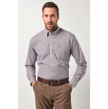 Pánská košile JP1880, Plus size Košile, kolekce Business, vichy káro, do 8XL, Comfort střih, EasyCare pro plnoštíhlé nadměrná velikost, 722859349-1460, hnědý, XXL, Plus size oblečení, Oblečení pro vysoké muže, Nadměrné velikosti, Oblečení pro plnoštíhlé.