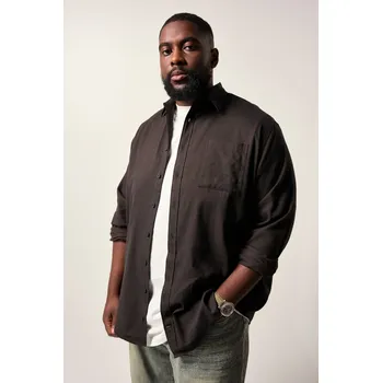 Pánská košile STHUGE, Plus size Flanelová košile STHUGE, dlouhé rukávy, Modern střih, do 8XL pro plnoštíhlé nadměrná velikost, 842859101-1456, hnědý, 7XL, Plus size oblečení, Oblečení pro vysoké muže, Nadměrné velikosti, Oblečení pro plnoštíhlé.