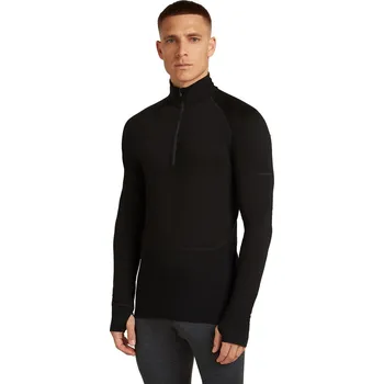 Pánské tričko Pánské merino tričko s dlouhým rukávem ICEBREAKER Mens 200 ZoneKnit LS Half Zip, Black velikost: L