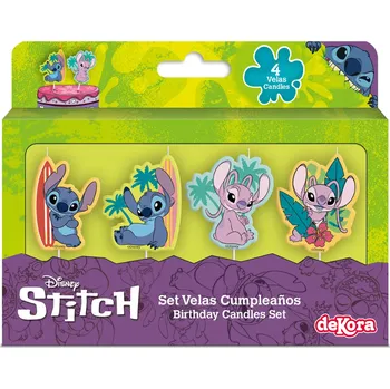 Dortová svíčka DEKORA Svíčky na dort Stitch 4 ks