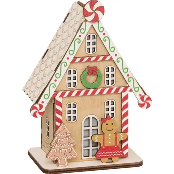 Svícen Fééric Lights and Christmas LED vánoční lucerna, perníkový domek, 15 cm, holka