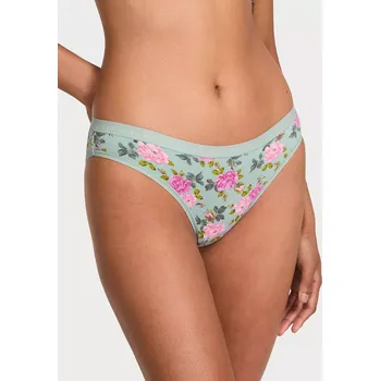 Kalhotky Victoria's Secret dámské kalhotky Bikini zelené s květy XL