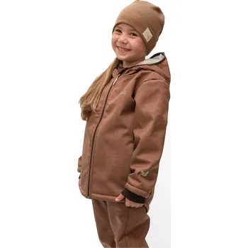 Kojenecká bunda ESITO | Dětská zimní softshellová bunda s beránkem Lamb Brown - hnědá / 98