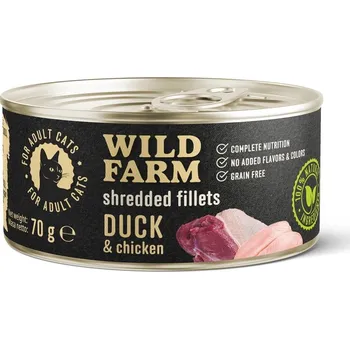 Krmivo pro kočku WILD FARM Fillets Duck&Chicken 70g - mokré krmivo pro kočky bez obilovin ve vývaru