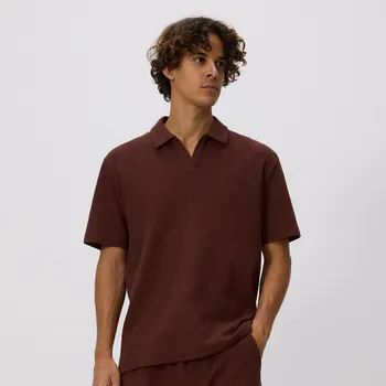 Pánské tričko Reserved - Strukturální polo comfort fit - mahagonová - 746EC-93X - 746EC-93X-S