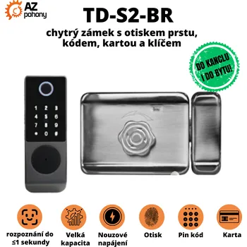 chytrý zámek TD-S2-BR - chytrý zámek s otiskem prstu, kódem, kartou a klíčem